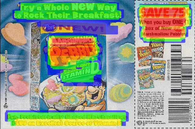 heat map of text participants selected on a cereal coupon