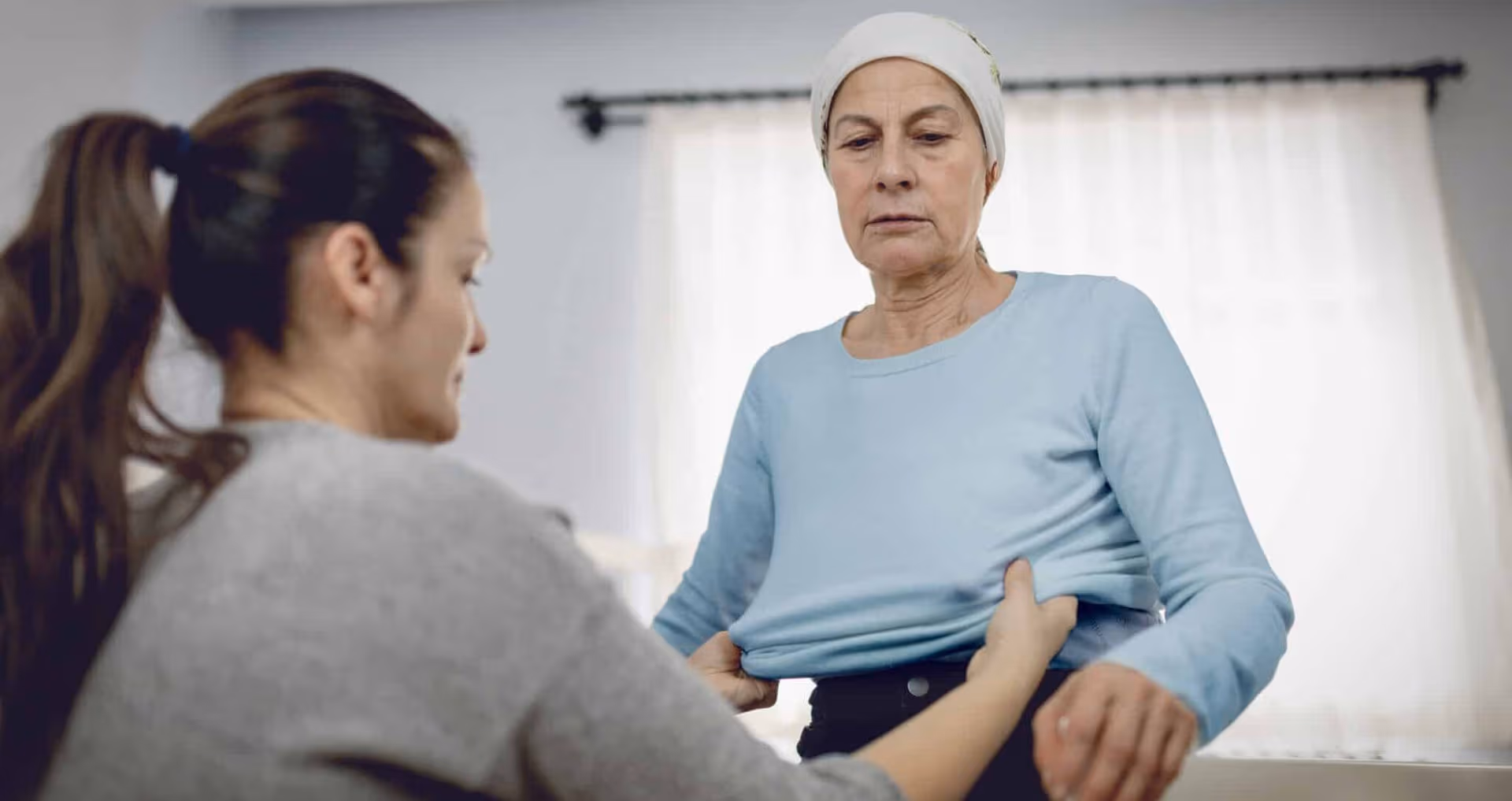 woman who dresses her sick and tired mother